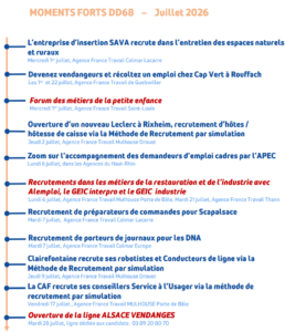 évènements emploi dans le Sud Alsace en juillet 2026