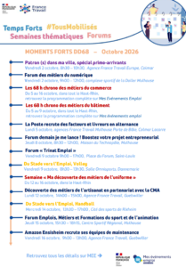 Temps forts des actions menées par les équipes France Travail et partenaires et MEF68 du mois d’octobre 2026
